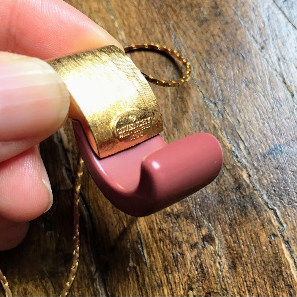 Vintage Givenchy 80s curved mauve signed necklace - Picture 14 of 16